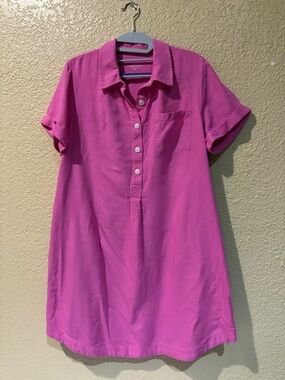 Vineyard Vines Pink Short-Sleeve Midi Shirt Dress
